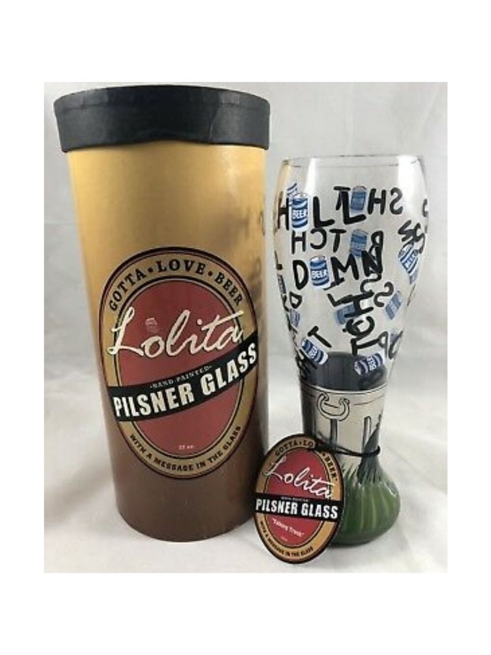 Lolita Gotta Love Beer Talking Trash Painted 22oz Pilsner Beer Mug Glass Barware